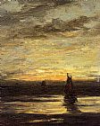 Hendrik Willem Mesdag Famous Paintings - Fishing Boats At Dusk